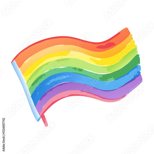 Waving rainbow LGBTQ pride flag