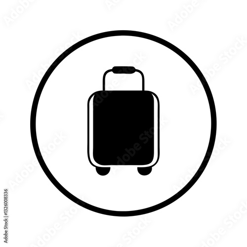 Black and white suitcase travel icon