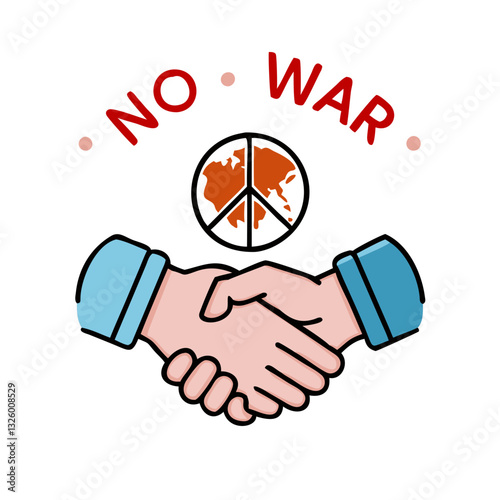 No war handshake with peace sign