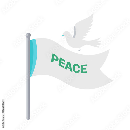 Peace flag with dove symbol