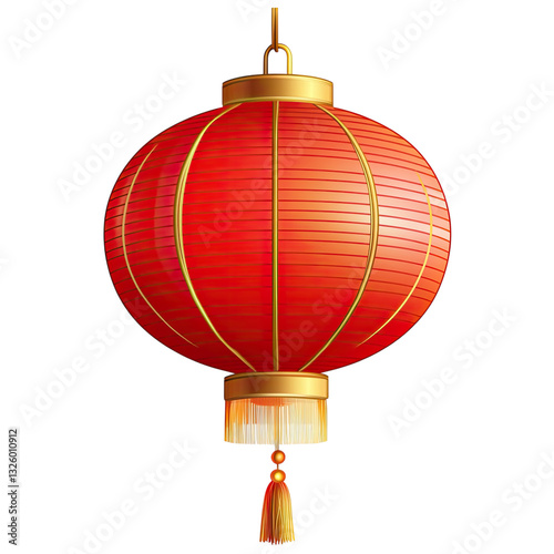 Red lantern icon in a simple and cute design, with a golden yellow rim on the top of the lampshade against a white background. white background png