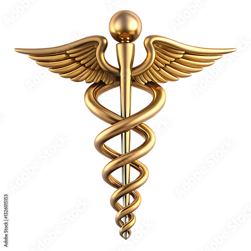 caduceus medical symbol isolated on white background PNG.GENERATIVE AI