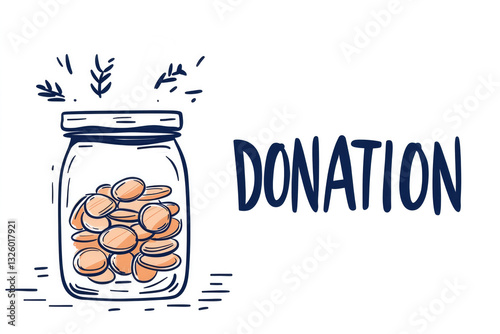 Modern concept of philanthropy illustrated with simple donation jar design for charity awareness