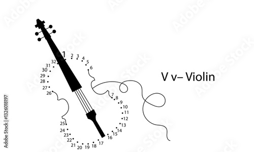 vector illustration of a violin ABC Connect the Dots Coloring Pages – Fun & Educational Printable Activity for Kids