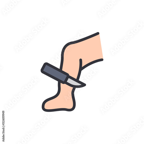 Cutting leg colored icons, minimalist vector illustration ,simple transparent graphic element .Isolated on white background