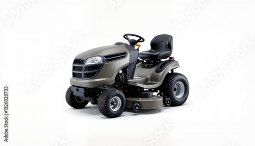 Gray and black lawn mower tractor with four wheels