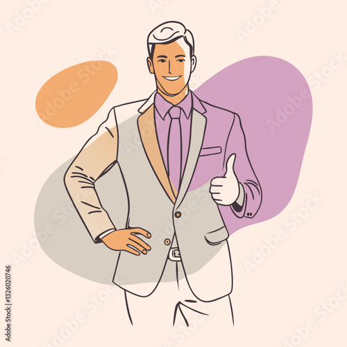 A silhouette of a man in an elegant, tailored suit with a slim physique, standing tall with a confident posture.  