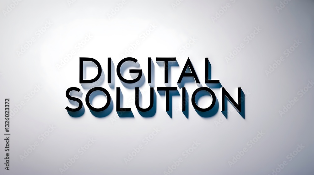 Fototapeta premium Creative presentation of digital solution text with shadow effects in modern style