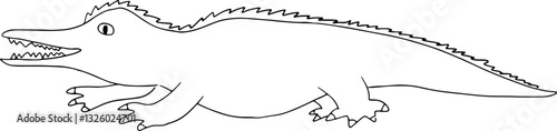 happy smiling crocodile with sharp teeth side view