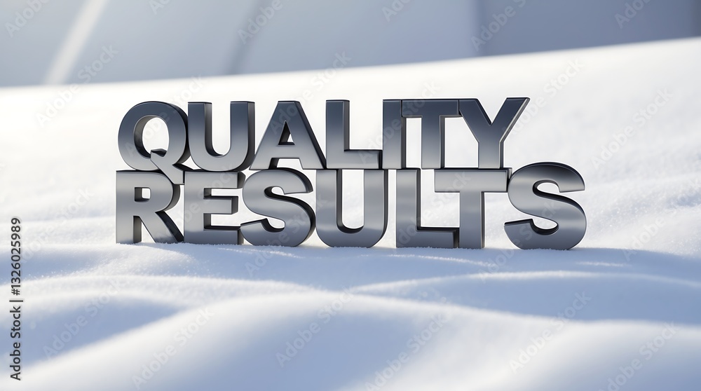 Fototapeta premium Sleek metal letters display quality results on a snow-covered surface