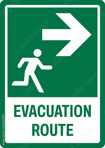 emergency and first aid safety signs v2 uppercase text_evacuation route_portrait size a4/a3/a2/a1	 