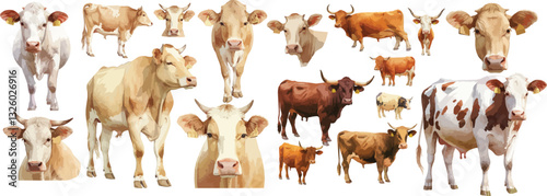 australian cattle watercolor clipart