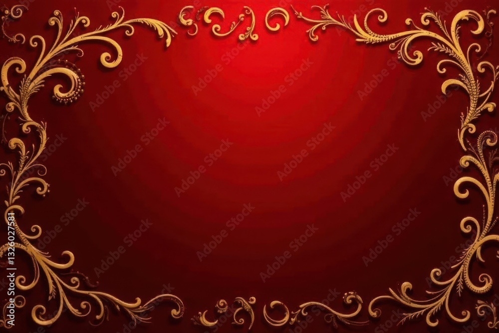 Intricate gold swirls on deep red velvet background, sophisticated, ornate background Intricate gold swirls on deep red velvet background, sophisticated, ornate background