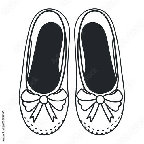A nice line art ballet flats on white background.