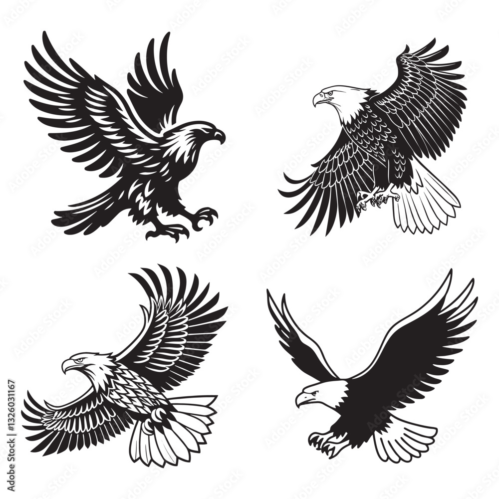 Bold Eagle with Wings Extended in Motion Bold Eagle with Wings Extended in Motion