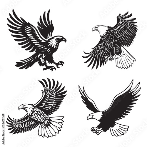 Bold Eagle with Wings Extended in Motion