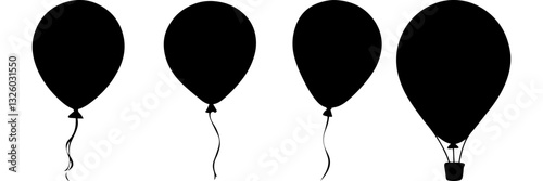 Elegant Hot Air Balloon Silhouette Clipart – High-Resolution Files
