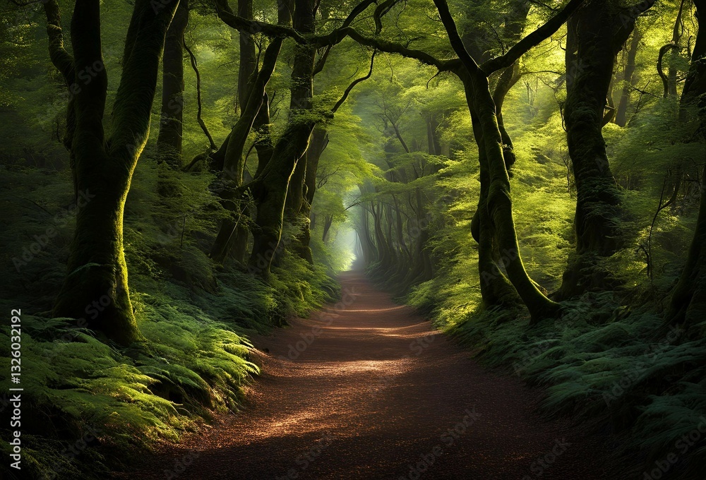 Obraz premium 美しい森の道の風景