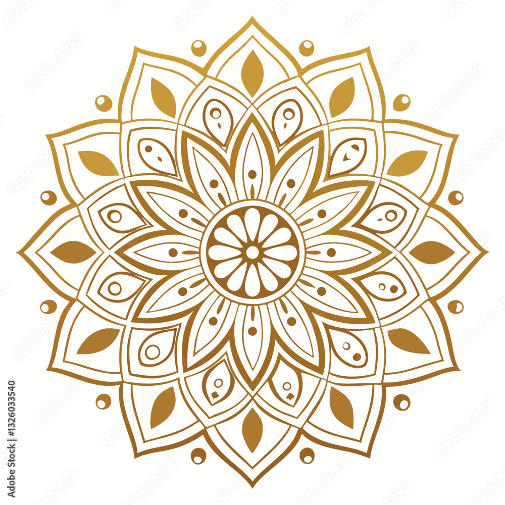 A stunning mandala with an elegant golden. A stunning mandala with an elegant golden.