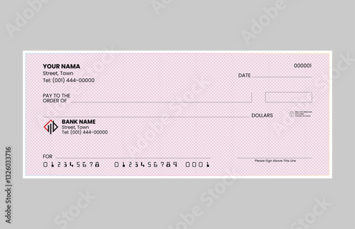 Editable Bank Cheque Design: Blank Check Template in Vector Format