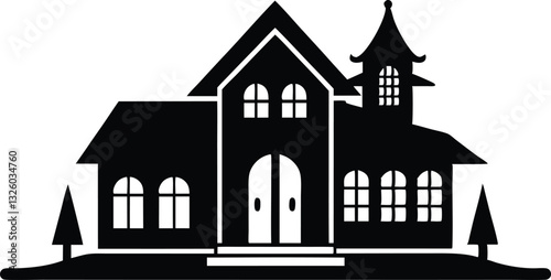 House silhouette vector, home icon symbol, house black vector silhouette