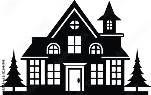 House silhouette vector, home icon symbol, house black vector silhouette
