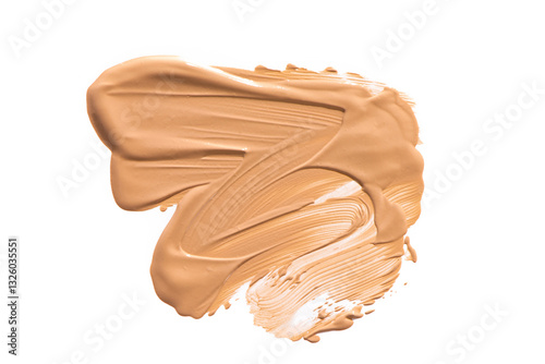 Obraz na płótnie Makeup foundation texture swatch. BB cream, concealer, paint smear isolated on white background. w salonie