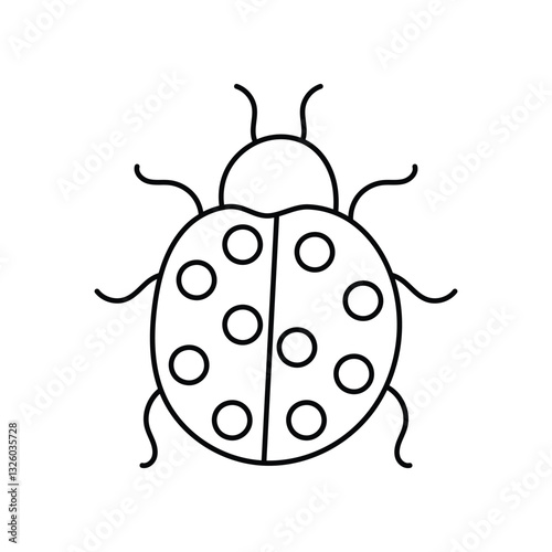 Ladybug doodle line icon with white background vector stock illustration
