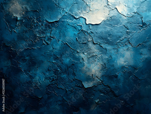 Abstract Blue Textured Background: Deep, Cracked, and Uneven Surface with Variations in Shade and Depth, Ideal for Design Projects