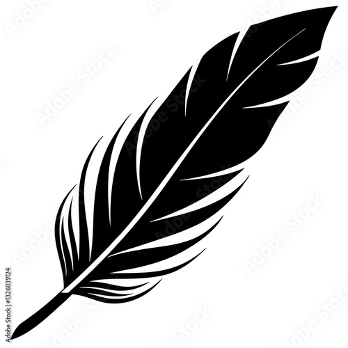 Bird feather silhouette vector illustration