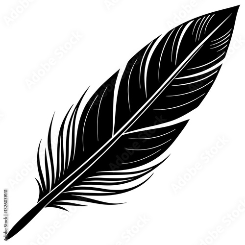 Bird feather silhouette vector illustration