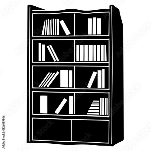 Bookshelf silhouette vector illustration