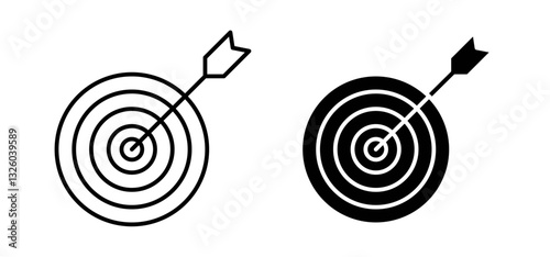 Aim vector icon set black filled and outlined style.