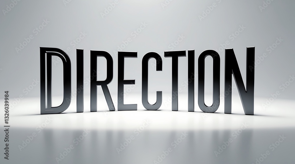 Bold typography displaying the word direction in a minimalist setting Bold typography displaying the word direction in a minimalist setting