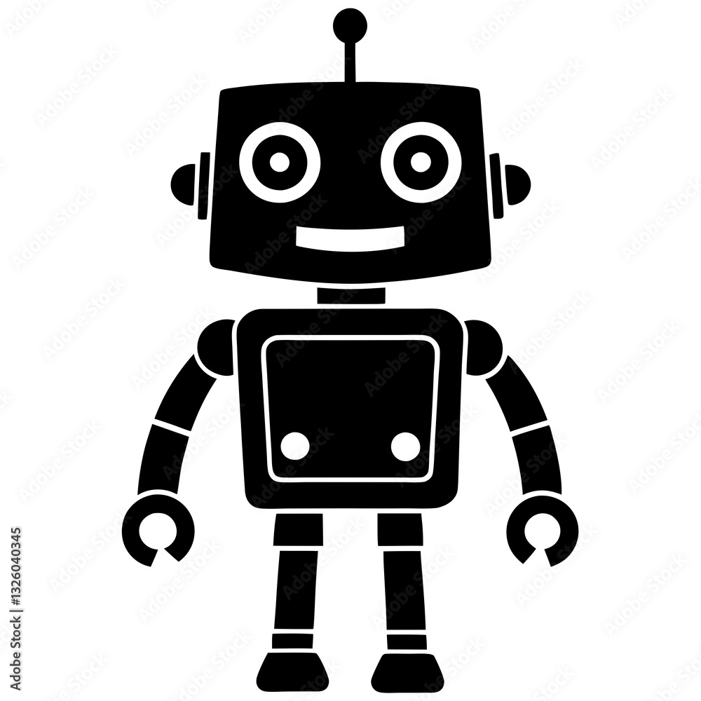 Fototapeta premium Cute cartoon robots silhouette vector illustration