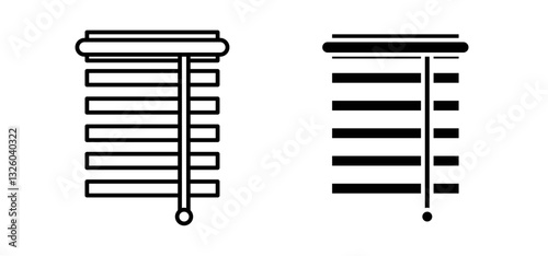 Blinds vector icon set black filled and outlined style.