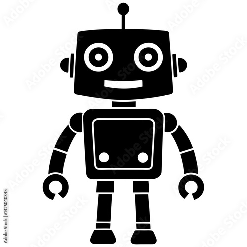 Cute cartoon robots silhouette vector illustration