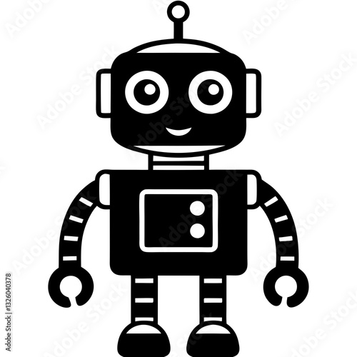 Cute cartoon robots silhouette vector illustration