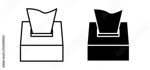 Box tissue vector icon set black filled and outlined style.