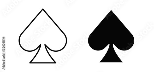 Card-spade vector icon set black filled and outlined style.