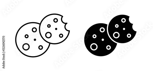 Cookie vector icon set black filled and outlined style.