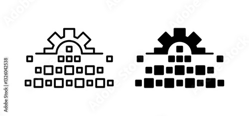 Digital transformation vector icon set black filled and outlined style.