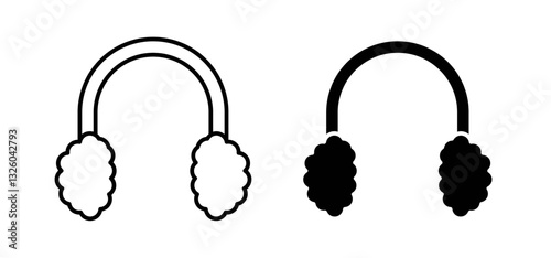 Ear muffs vector icon set black filled and outlined style.