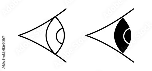 Eye side vector icon set black filled and outlined style.