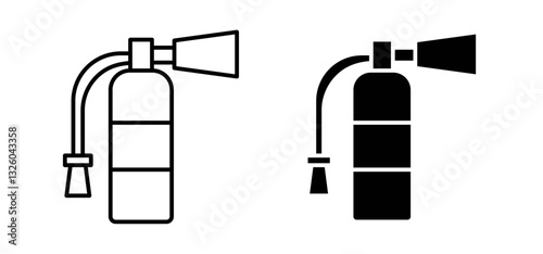 Fire extinguisher vector icon set black filled and outlined style.