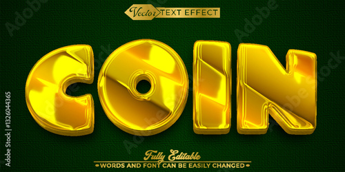 Cartoon Game Coin Vector Editable Text Effect Template