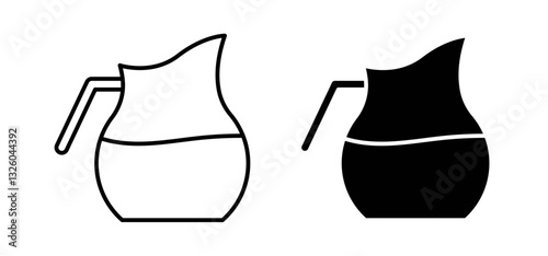 Jug vector icon set black filled and outlined style.
