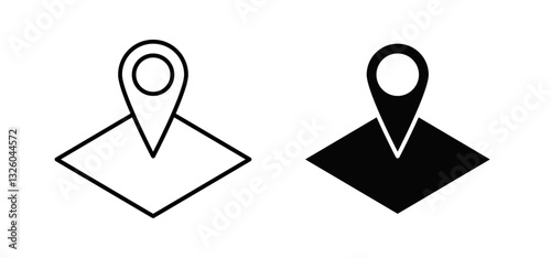 Land layer location vector icon set black filled and outlined style.