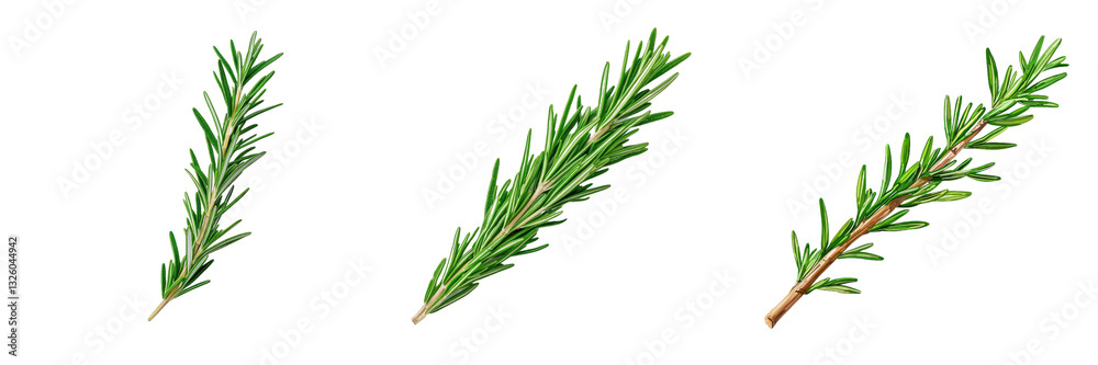 Three green pine branches on a black background. Three green pine branches on a black background.