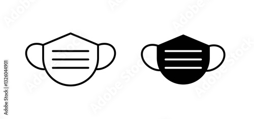 Mask face vector icon set black filled and outlined style.